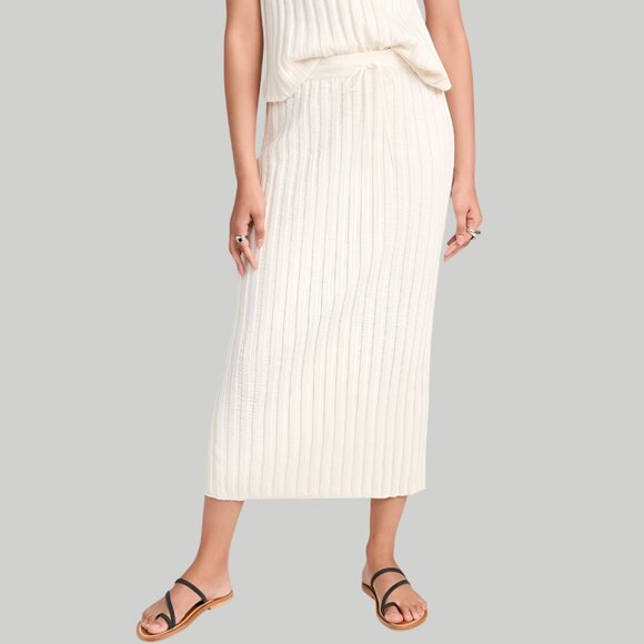 Free People Dresses & Skirts - Free People FP Beach Women's Veda Knit Ribbed Midi Skirt Ivory Size XS